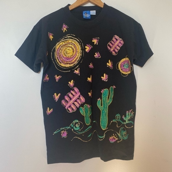 Vintage T-Shirt Traffic Jam Graphic Print Sequin Bright Spring Festival Concert - Picture 2 of 12